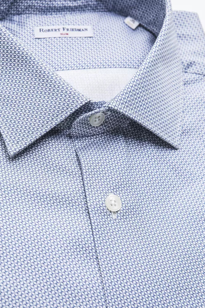 Robert Friedman Light Blue Cotton Men Shirt Robert Friedman