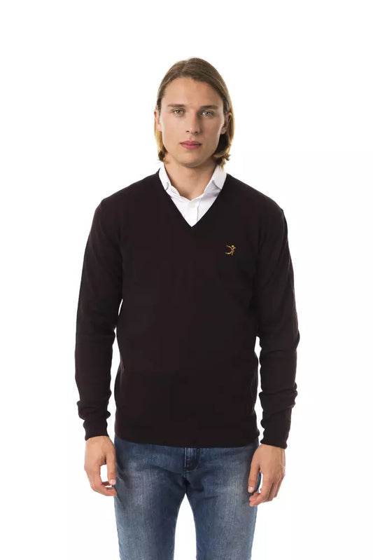 Uominitaliani Brown Merino Wool Men Sweater Uominitaliani