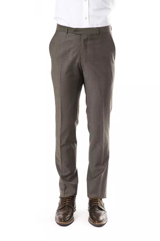 Uominitaliani Gray Wool Men Pant Uominitaliani