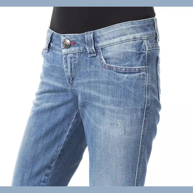 BYBLOS Blue Cotton Women's Regular Fit Jean