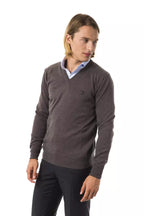 Uominitaliani Gray Merino Wool Men Sweater