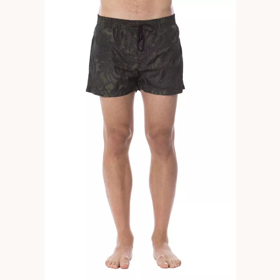 Roberto Cavalli Sport Army Polyester Men Swim Trunk