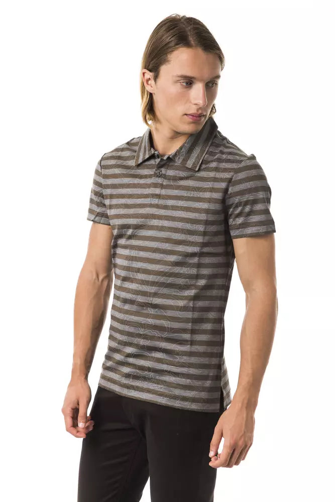 BYBLOS Gray Cotton Men Polo Shirt BYBLOS