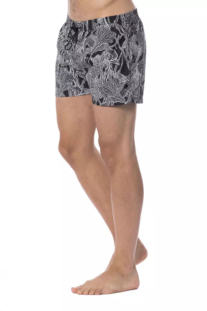 Roberto Cavalli Sport Black Polyester Men Swimsuit