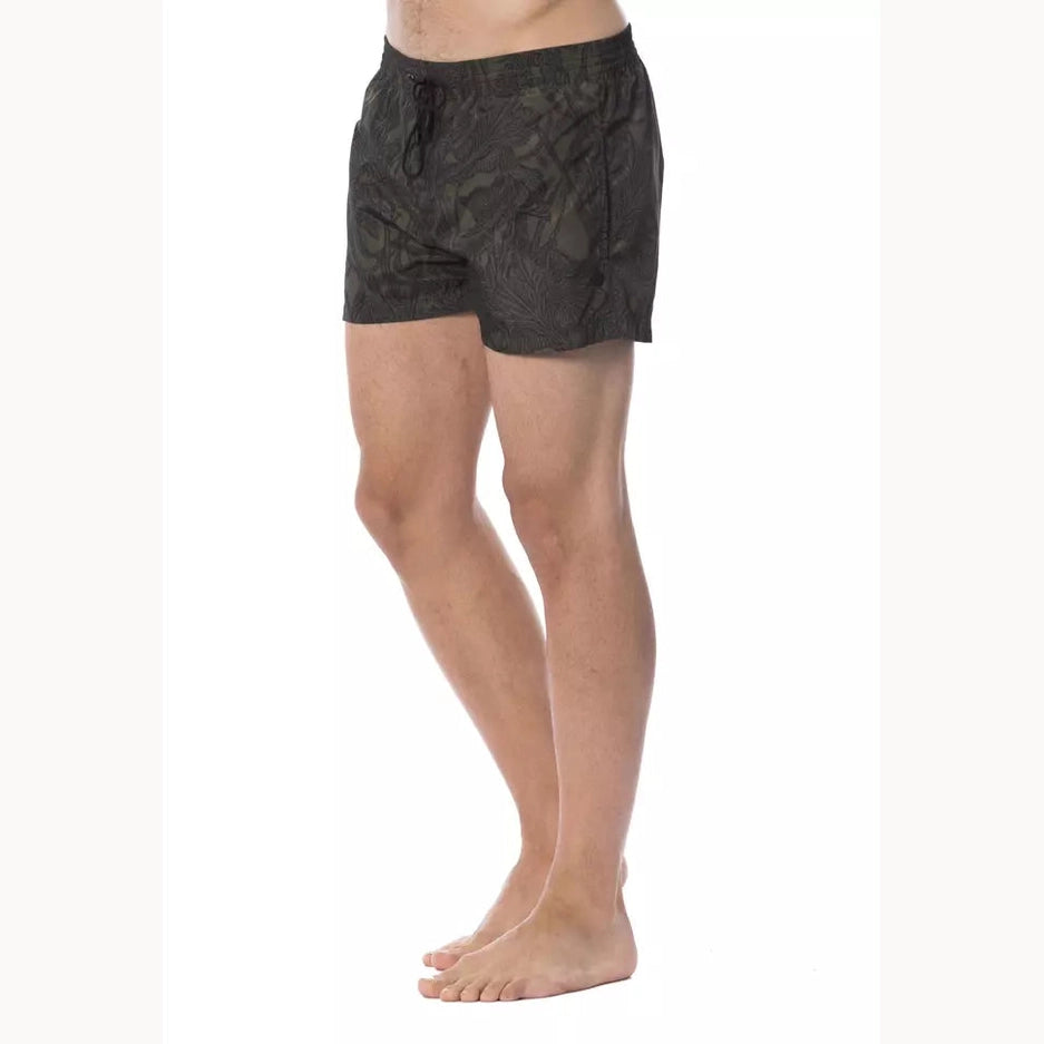 Roberto Cavalli Sport Army Polyester Men Swim Trunk