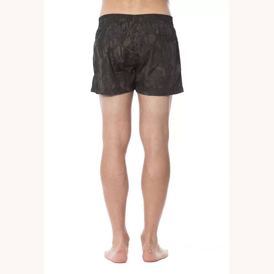 Roberto Cavalli Sport Army Polyester Men Swim Trunk