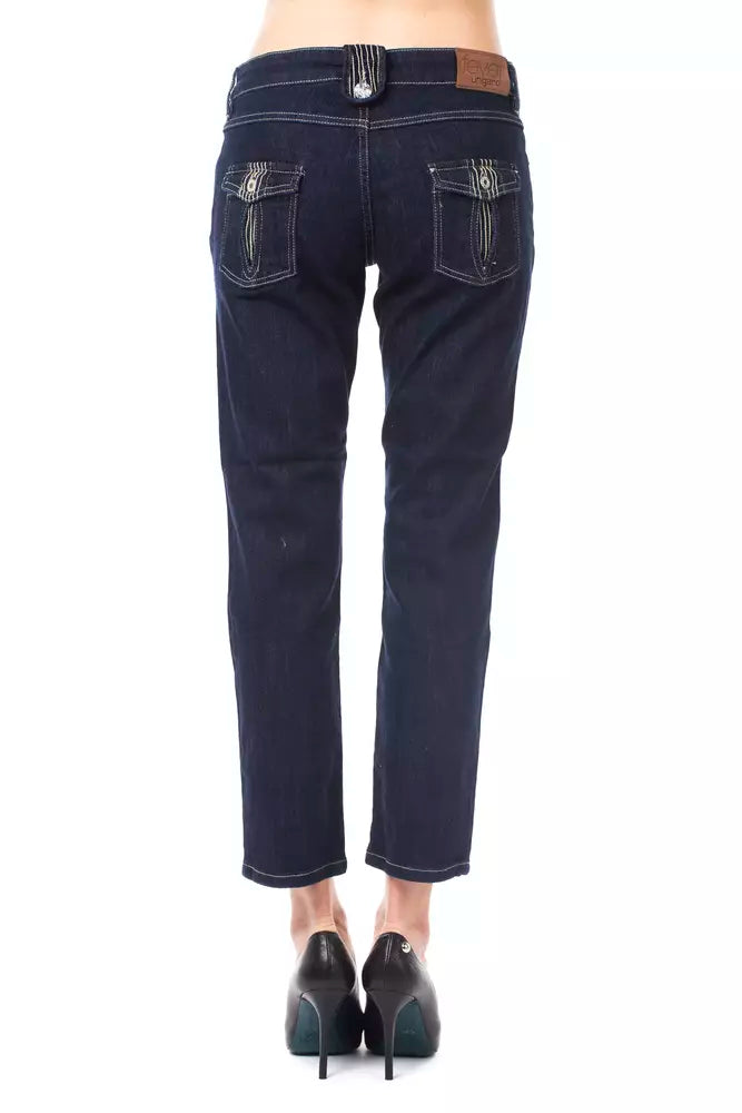Ungaro Fever Blue Cotton Women Capri Jean Ungaro Fever
