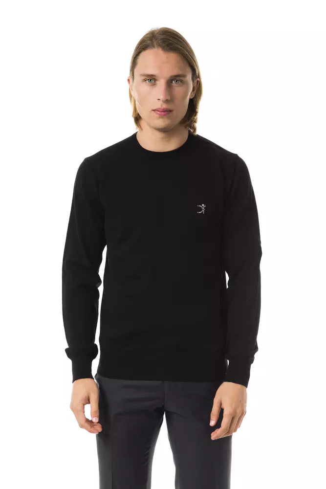 Uominitaliani Black Merino Wool Men Sweater Uominitaliani