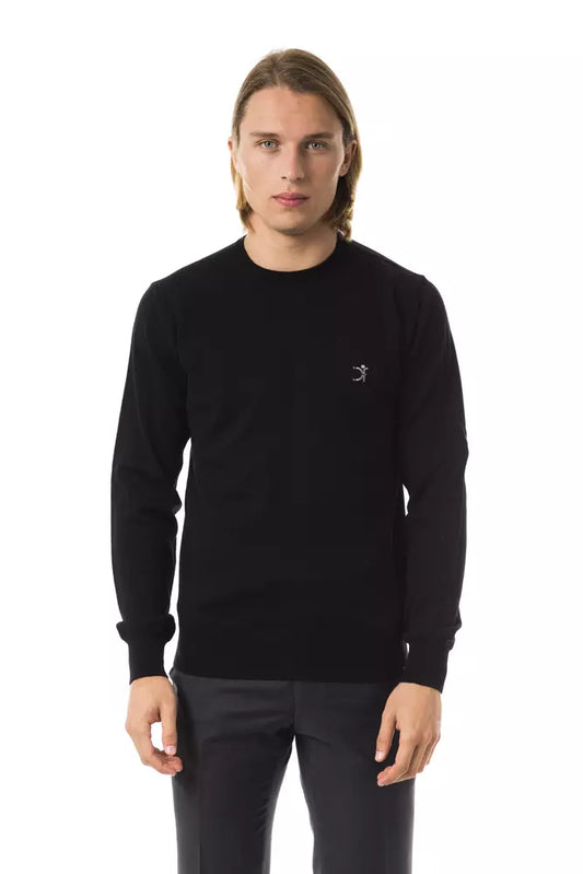 Uominitaliani Black Merino Wool Men Sweater Uominitaliani