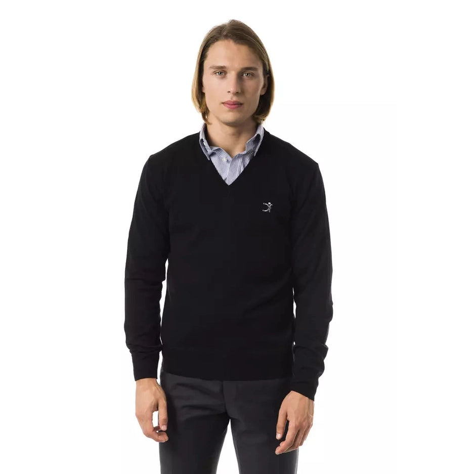 Uominitaliani Black Merino Men Sweater
