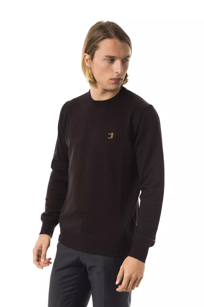 Uominitaliani Brown Merino Wool Men Sweater Uominitaliani