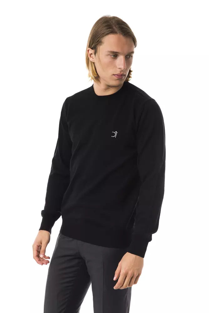 Uominitaliani Black Merino Wool Men Sweater Uominitaliani