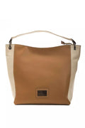 Brown leather women's shoulder bag by Pompei Donatella with sleek design and adjustable strap, perfect for everyday use.