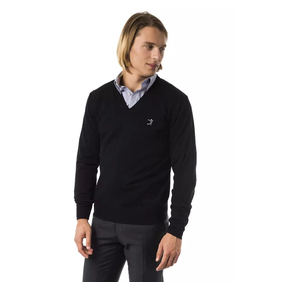 Uominitaliani Black Merino Men Sweater