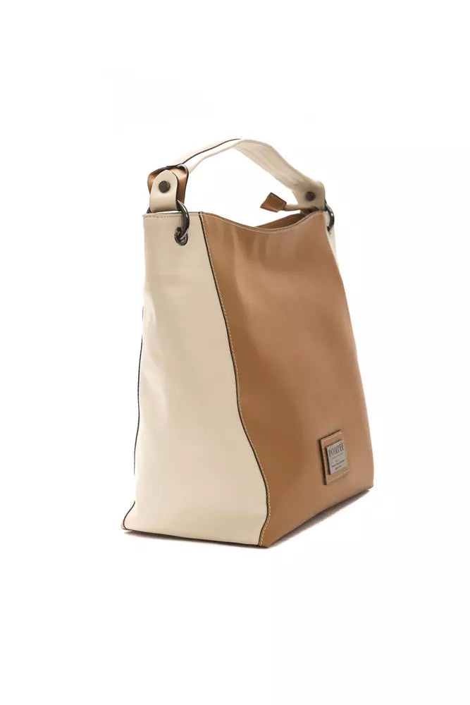 Brown leather women’s shoulder bag by Pompei Donatella with a sleek design and adjustable strap.
