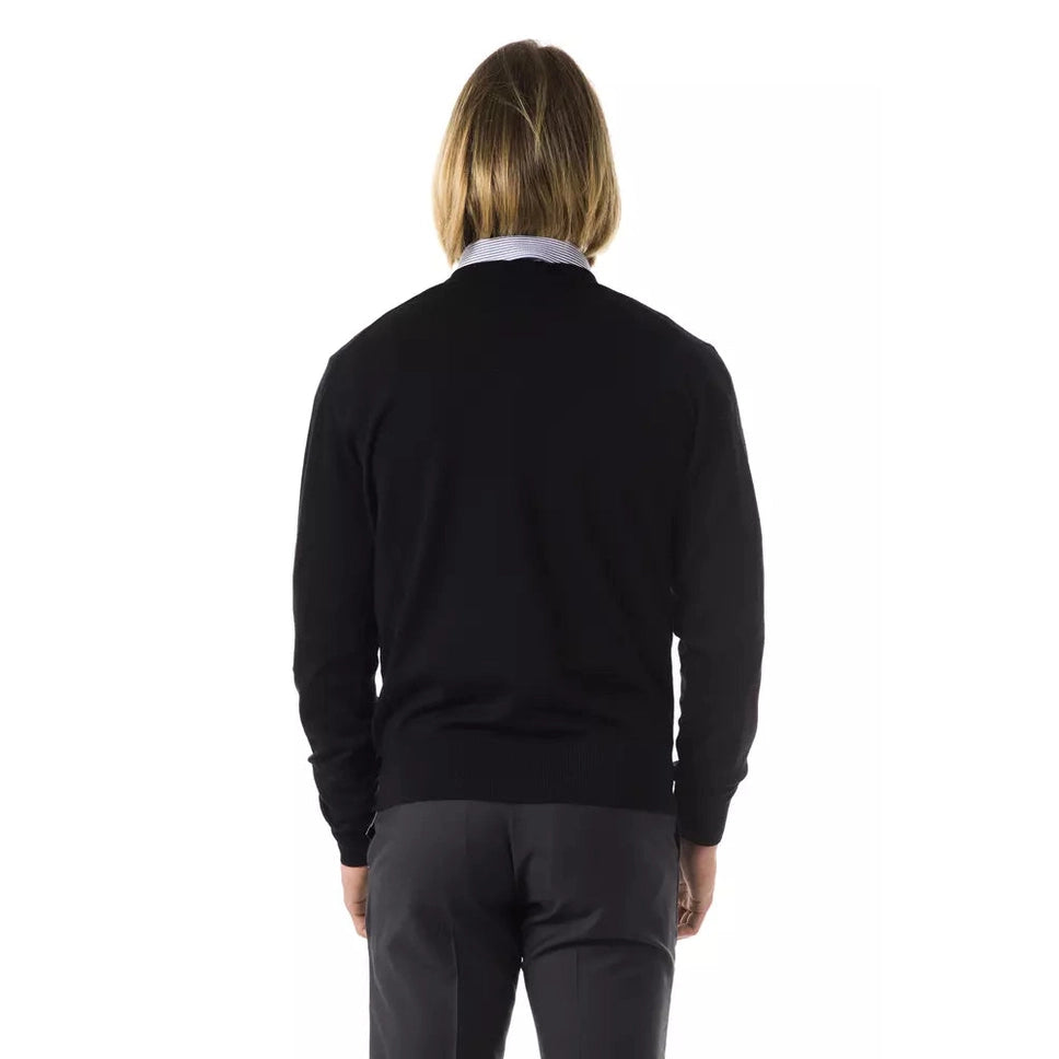 Uominitaliani Black Merino Men Sweater