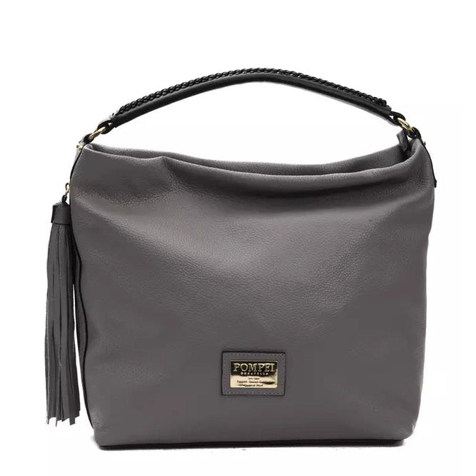 Pompei Donatella Gray Leather Women Shoulder Bag