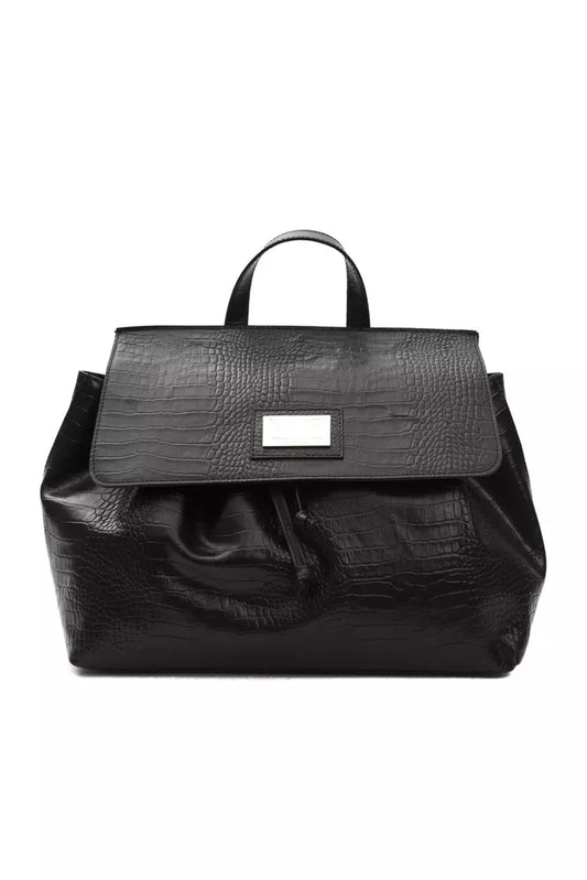 Pompei Donatella Black Leather Women Shoulder Bag Pompei Donatella