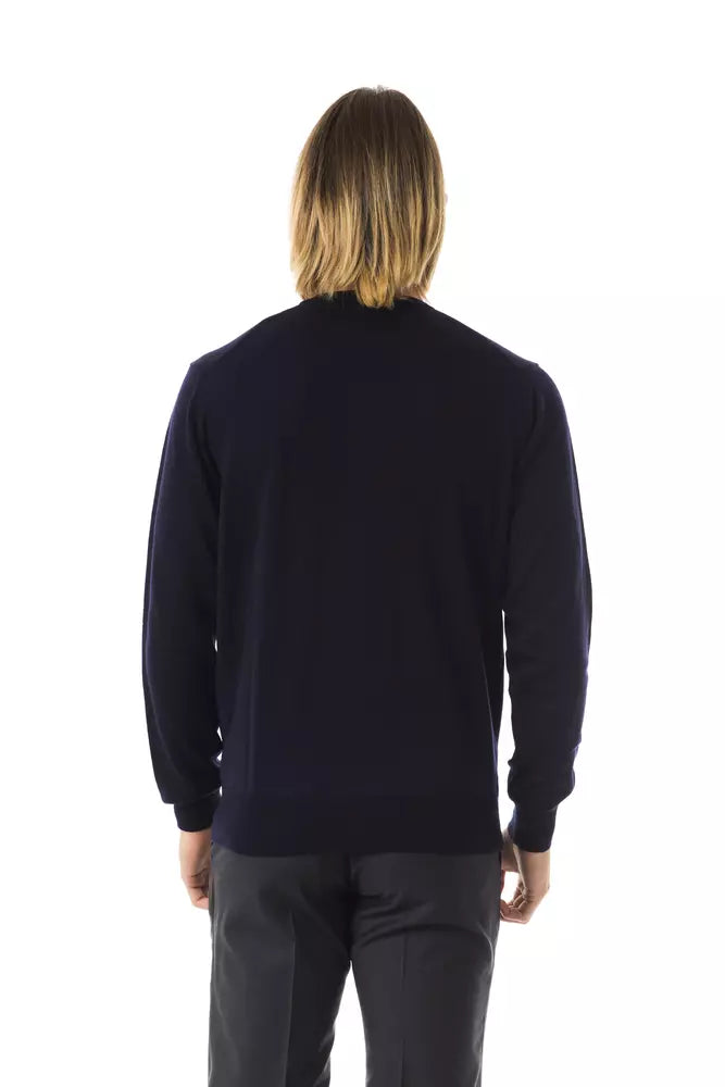 Uominitaliani Blue Merino Wool Men's Sweater Uominitaliani