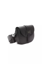 Black leather women’s crossbody bag by Pompei Donatella featuring a sleek design and adjustable strap.