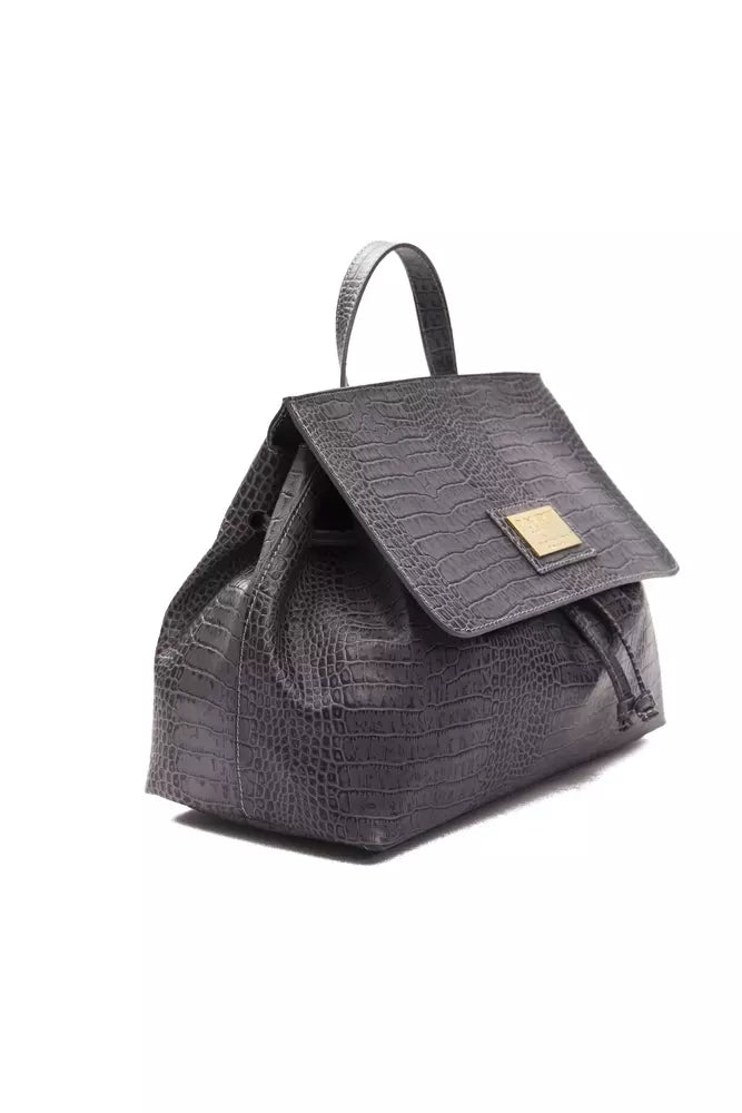 Pompei Donatella Gray Leather Women Shoulder Bag Pompei Donatella