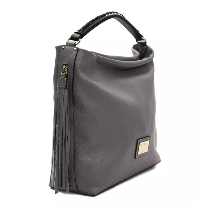 Pompei Donatella Gray Leather Women Shoulder Bag