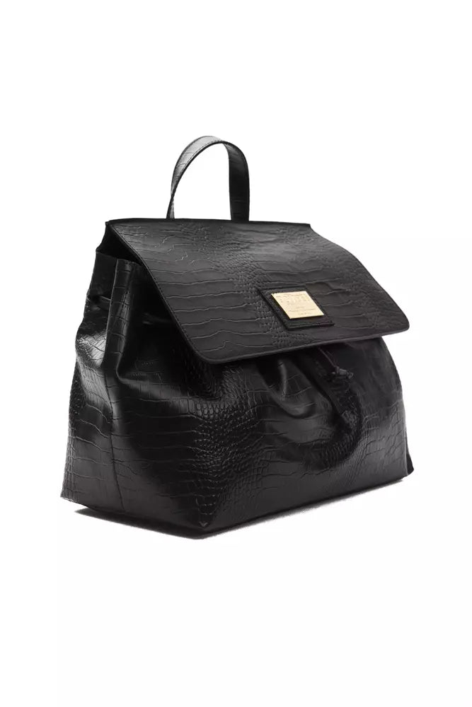Pompei Donatella Black Leather Women Shoulder Bag Pompei Donatella