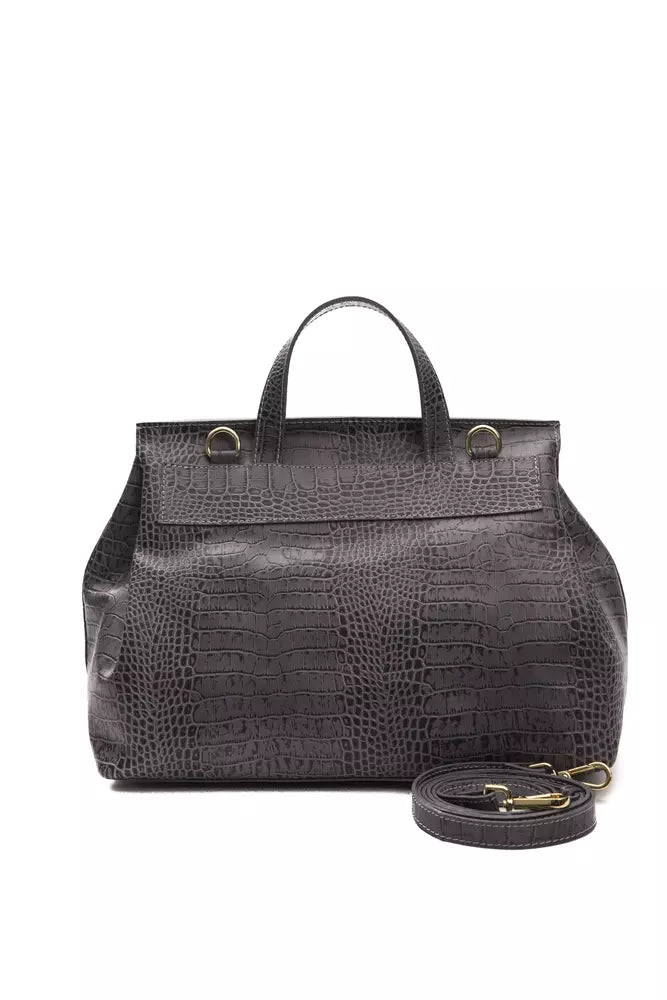 Pompei Donatella Gray Leather Women Shoulder Bag Pompei Donatella