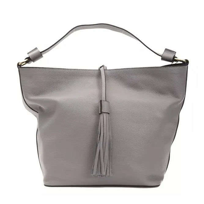 Pompei Donatella Gray Leather Women Shoulder Bag