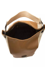 Brown leather women’s shoulder bag by Pompei Donatella featuring a sleek design and adjustable strap.