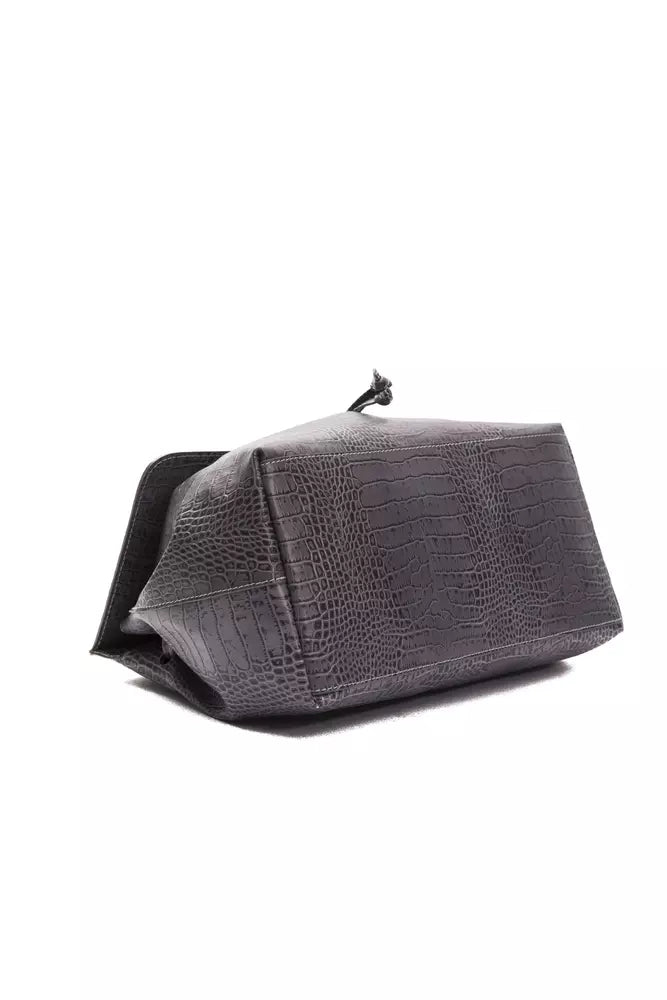 Pompei Donatella Gray Leather Women Shoulder Bag Pompei Donatella