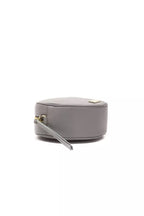 Gray leather women’s crossbody bag by Pompei Donatella with sleek design and adjustable strap, perfect for everyday use.