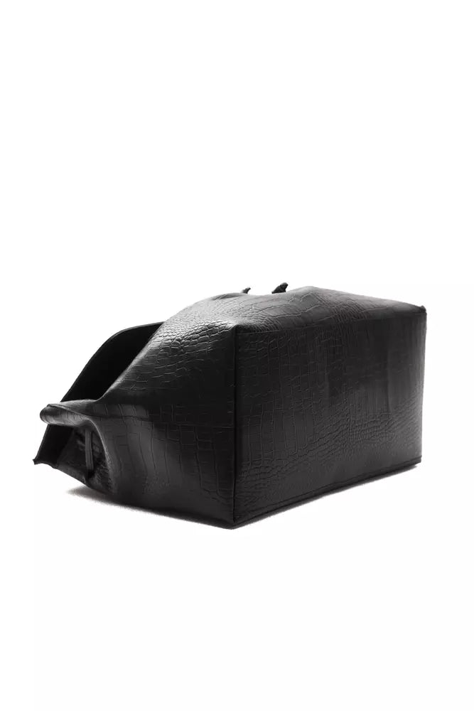 Pompei Donatella Black Leather Women Shoulder Bag Pompei Donatella