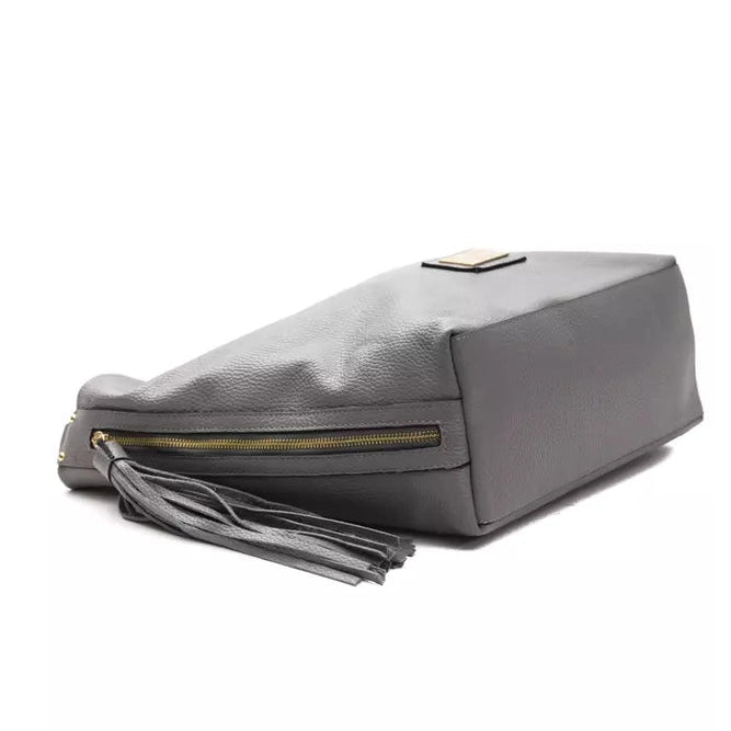 Pompei Donatella Gray Leather Women Shoulder Bag