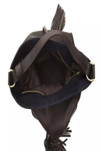 Brown leather women's shoulder bag by Pompei Donatella with a sleek design and adjustable strap.