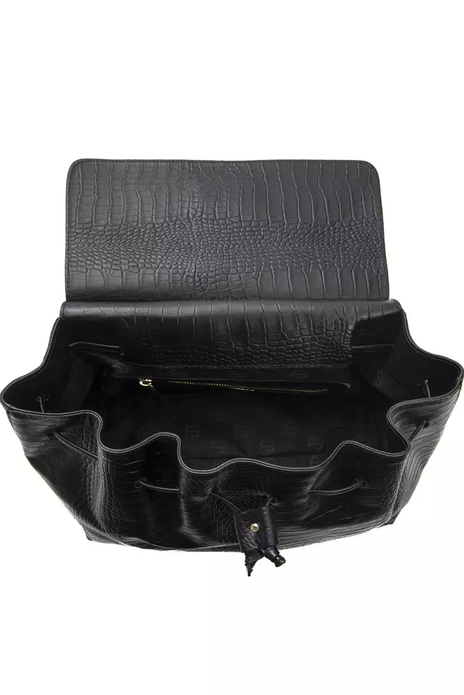 Pompei Donatella Black Leather Women Shoulder Bag Pompei Donatella