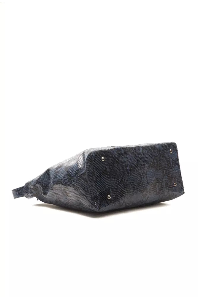Pompei Donatella Blue Leather Women Shoulder Bag Pompei Donatella