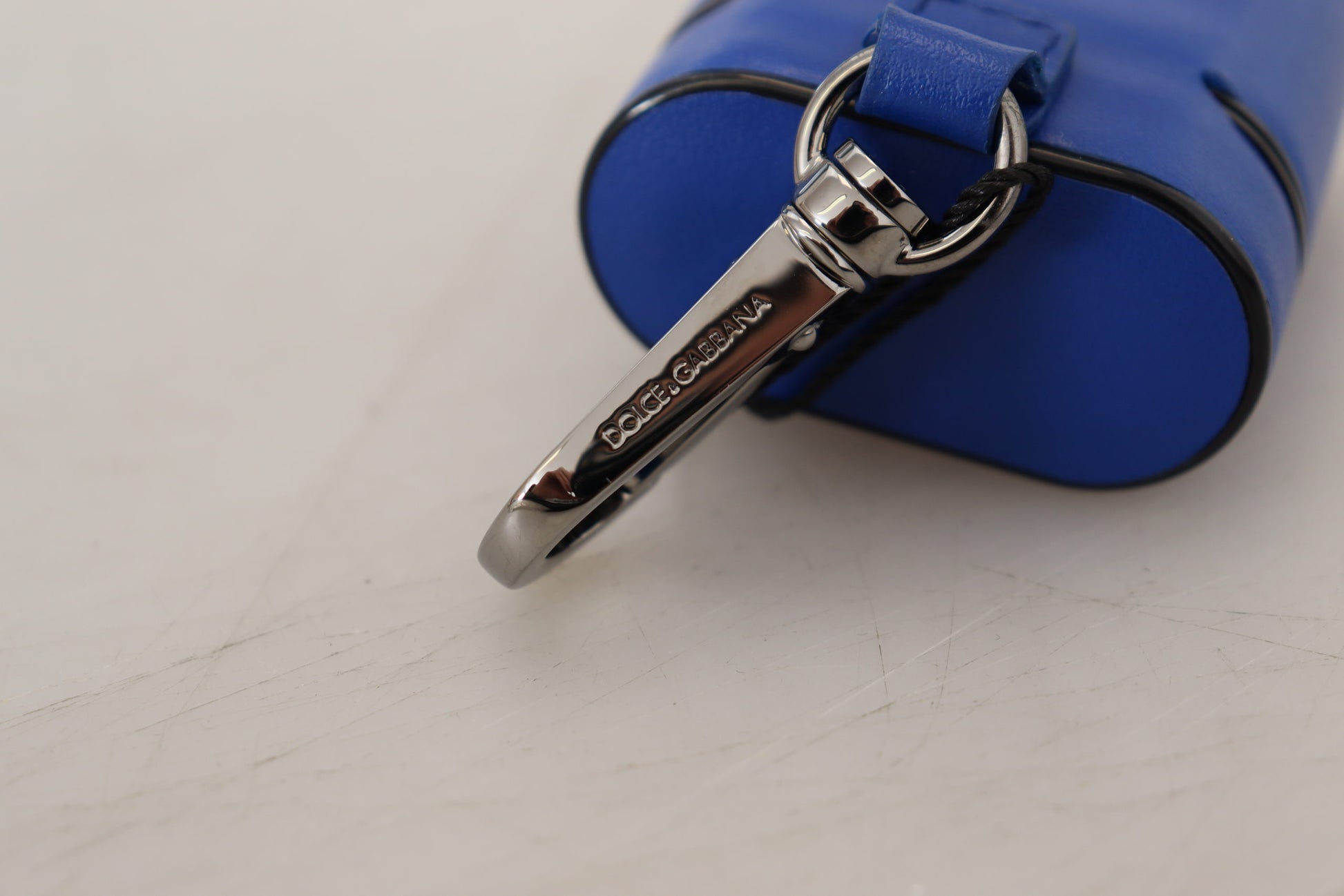 Dolce & Gabbana Blue Leather Silver Metal Logo Airpods Case Dolce & Gabbana