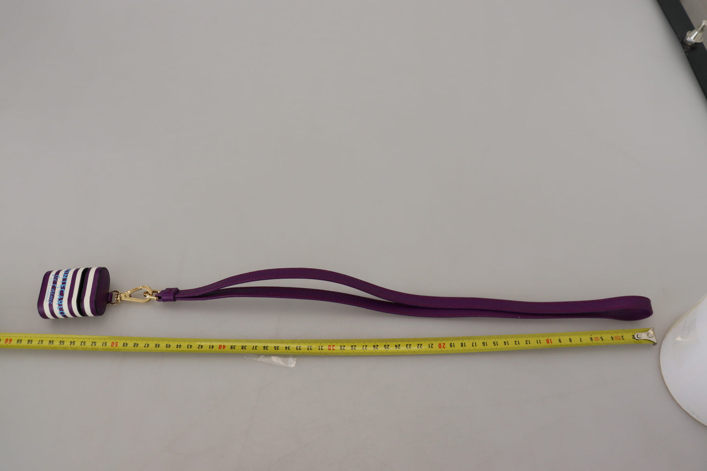 Dolce & Gabbana Purple Leather Strap Gold Metal Logo Airpods Case Dolce & Gabbana
