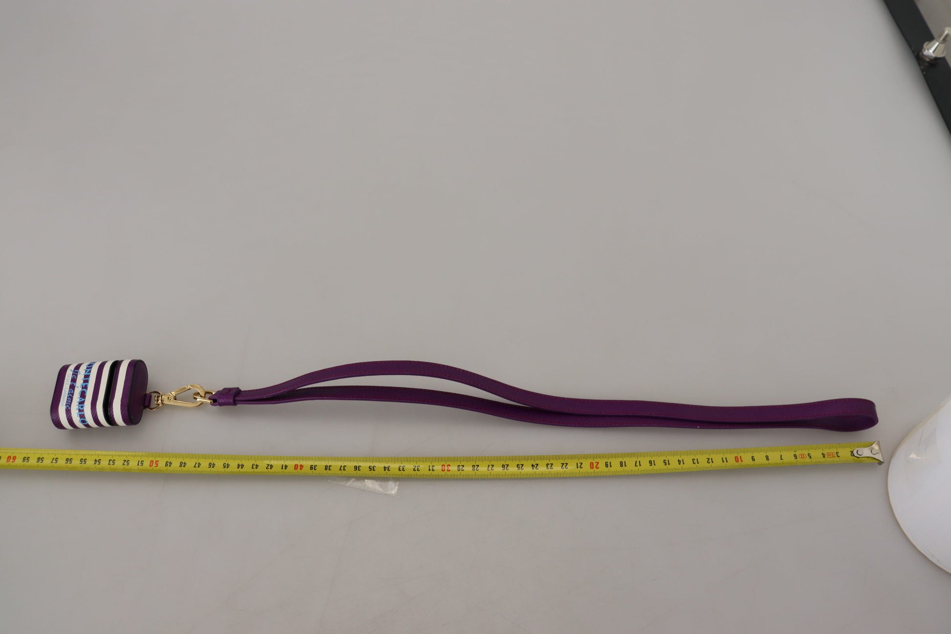 Dolce & Gabbana Purple Leather Strap Gold Metal Logo Airpods Case Dolce & Gabbana
