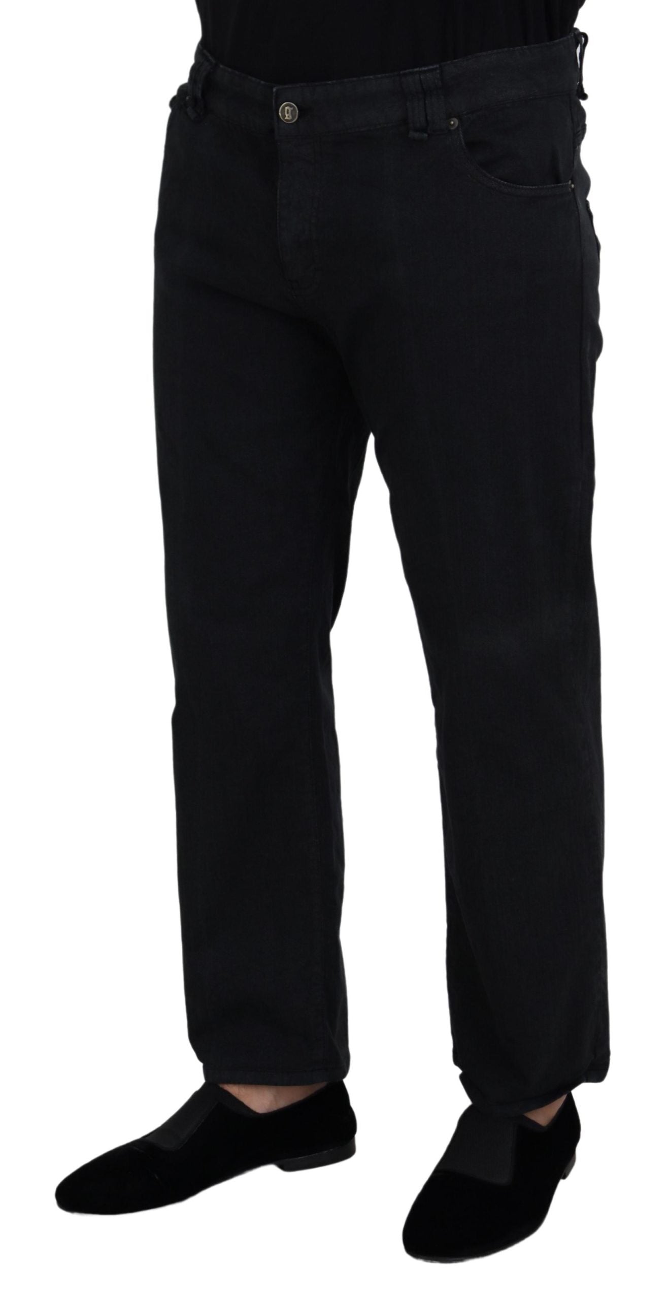 John Galliano Black Cotton Back Buckle Casual Denim Jeans John Galliano