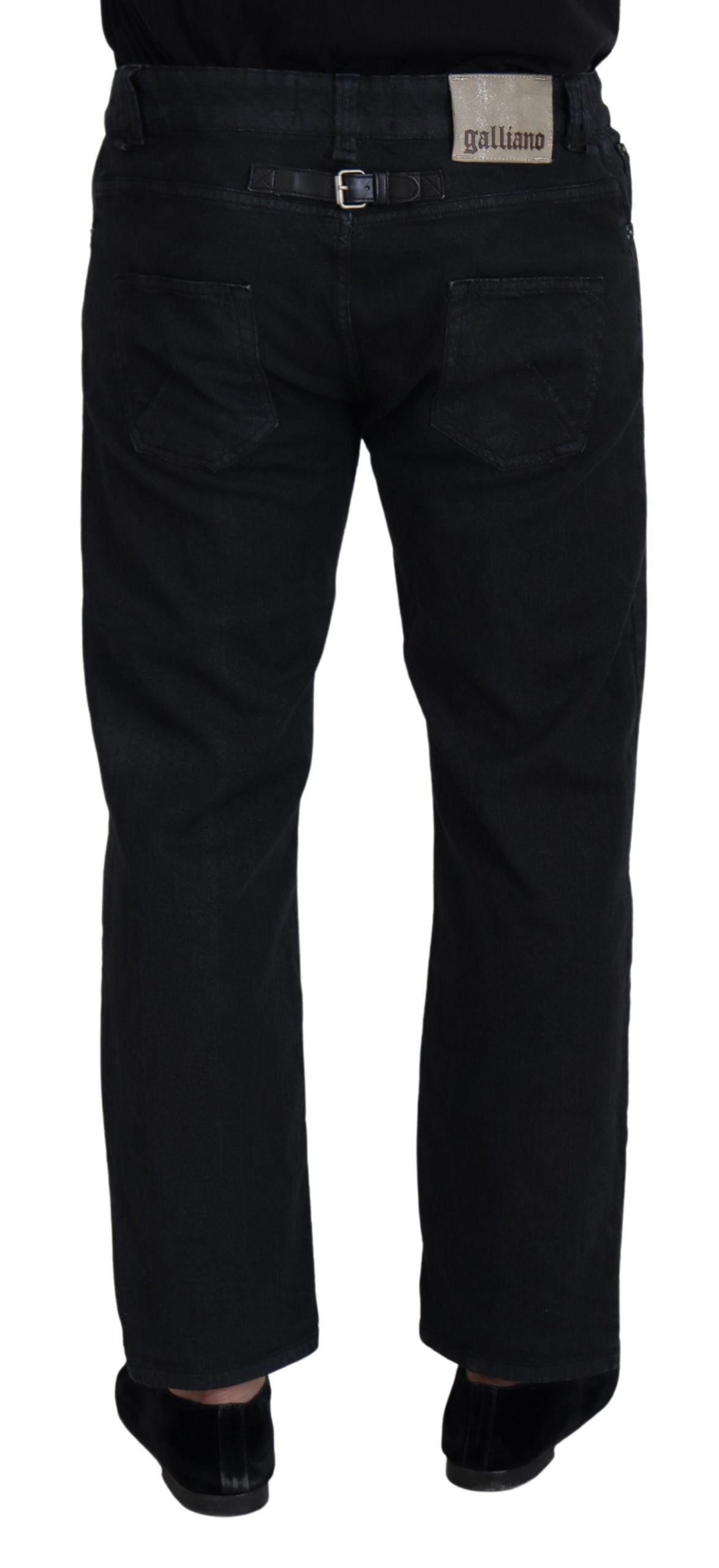 John Galliano Black Cotton Back Buckle Casual Denim Jeans John Galliano