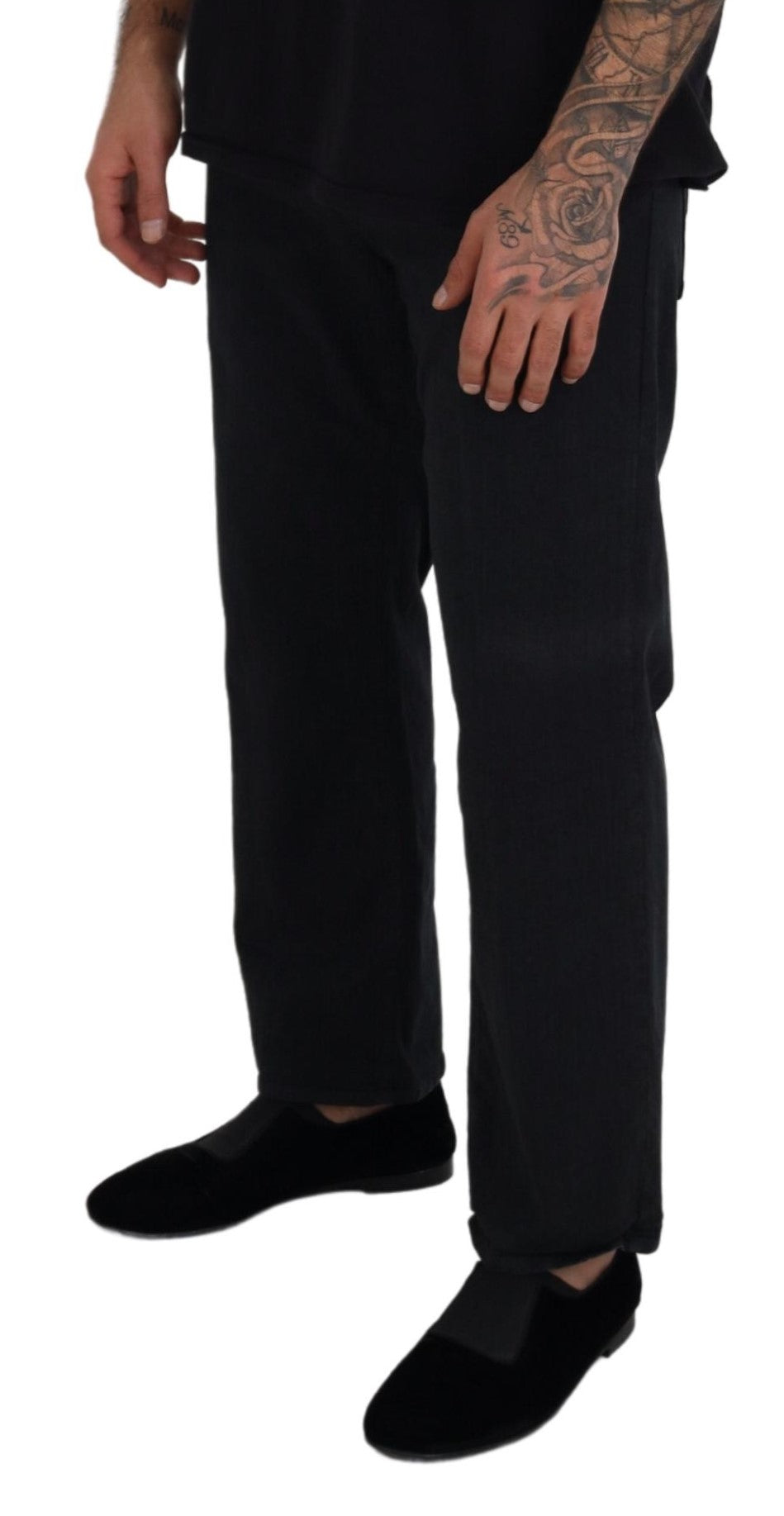 John Galliano Black Cotton Back Buckle Casual Denim Jeans John Galliano