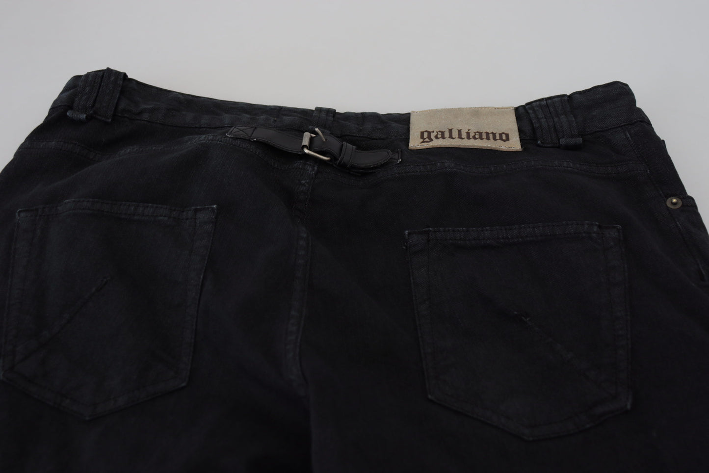 John Galliano Black Cotton Back Buckle Casual Denim Jeans John Galliano