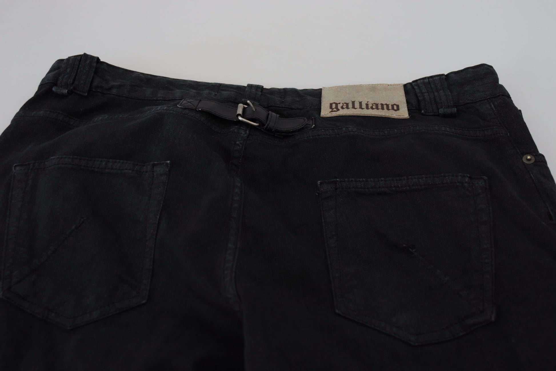 John Galliano Black Cotton Back Buckle Casual Denim Jeans John Galliano