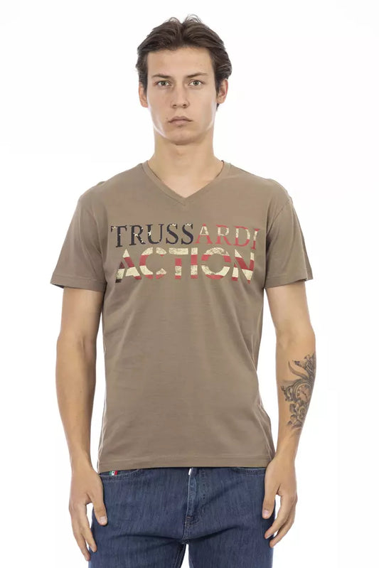 Trussardi Action Brown Cotton Men T-Shirt Trussardi Action