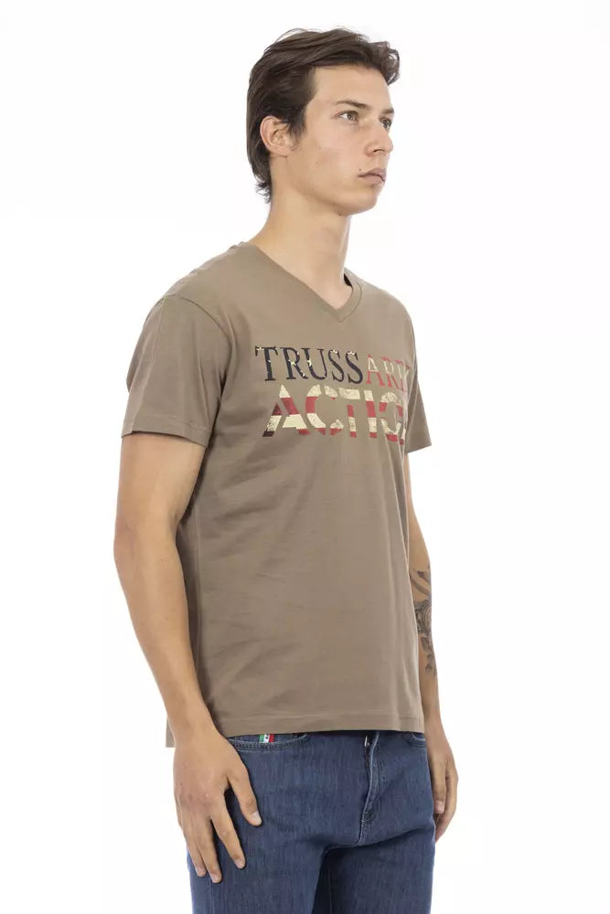 Trussardi Action Brown Cotton Men T-Shirt Trussardi Action