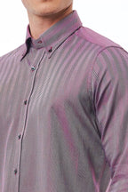 Bagutta burgundy cotton men's shirt displayed flat with collar and buttons, showcasing classic style and fabric texture.