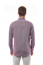 Bagutta burgundy cotton men's shirt displayed flat, showing the classic collar and button-down front.