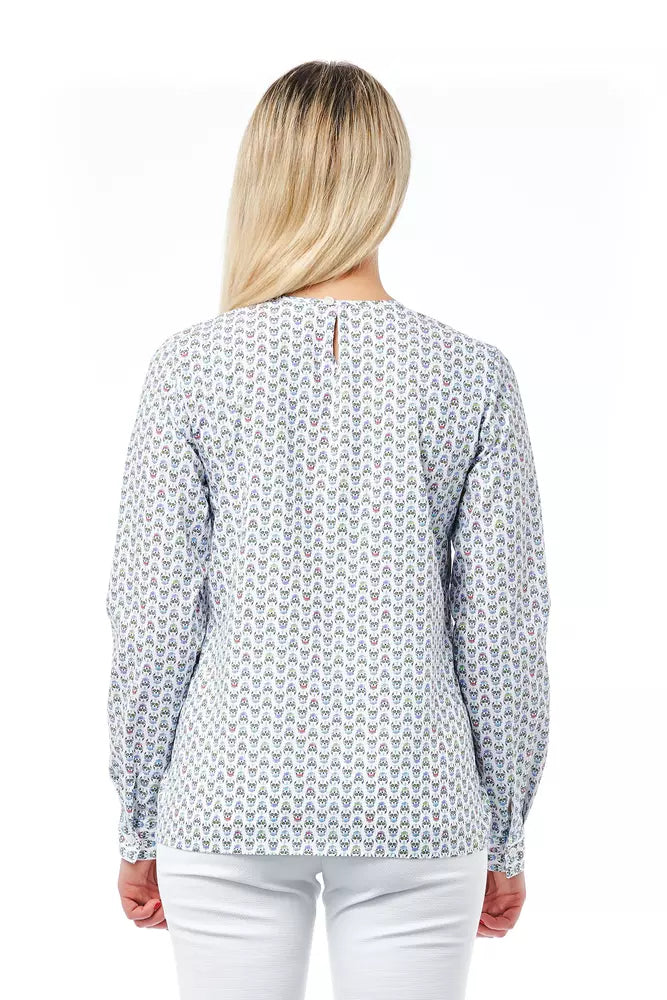 Bagutta White Cotton Women Shirt with Skull Print Closure Detail